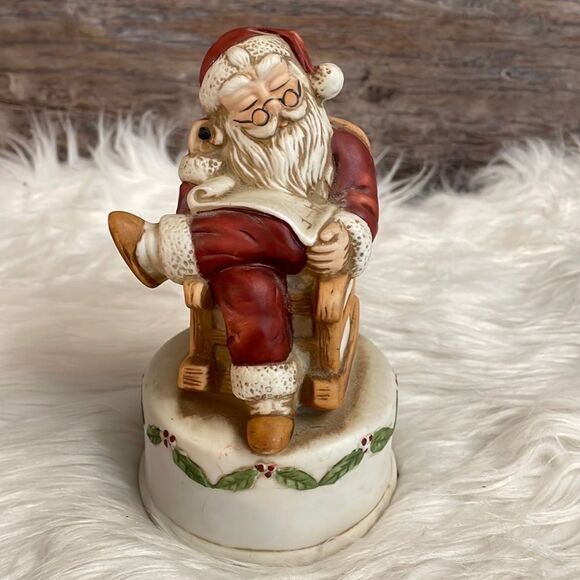Santa Claus Rocking Chair Ceramic Vintage Ron Gordon Musical - Picture 1 of 7